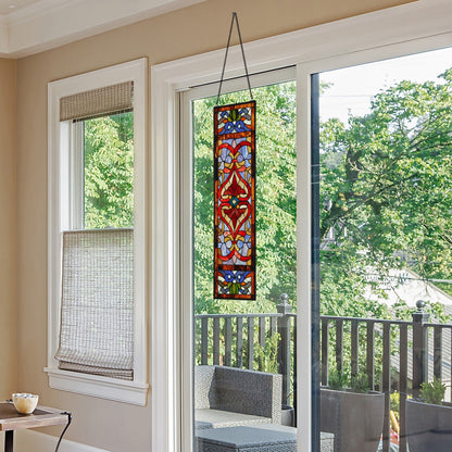 Panneau de fenêtre en vitrail victorien Fleur de lys River of Goods - 9,5 L x 0,25 l x 36 H