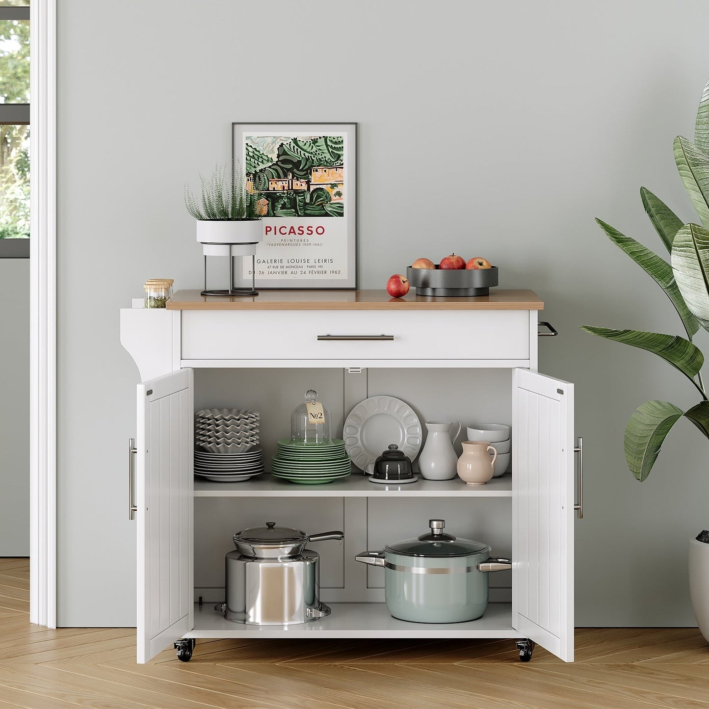 Îlot de cuisine roulant avec armoire de rangement