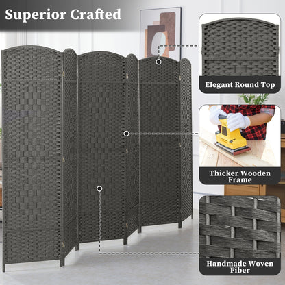 Paravent de séparation de pièce de 6 pieds de haut en fibre tissée, écran de confidentialité autoportant, écran pliant