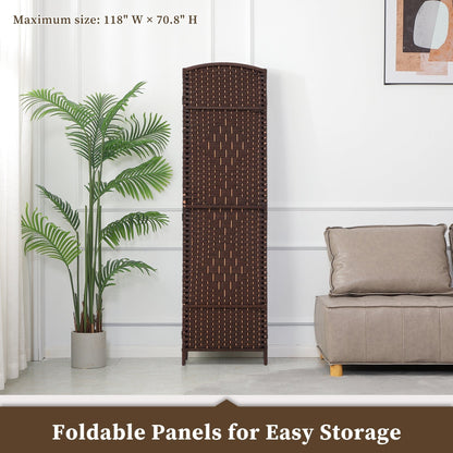 Paravent de séparation de pièce de 6 pieds de haut en fibre tissée, écran de confidentialité autoportant, écran pliant