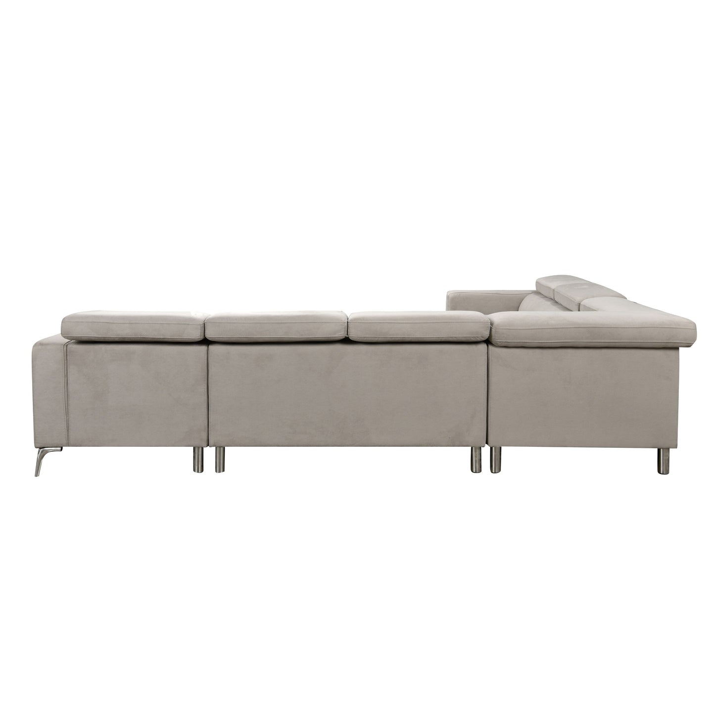 Roomfitters 122 Oversized Sectional Sofa Couch with Chaise Storage, Contemporary U-Shaped 7-Seater Sofa