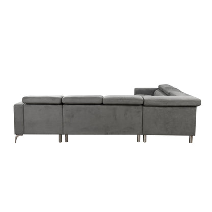 Roomfitters 122 Oversized Sectional Sofa Couch with Chaise Storage, Contemporary U-Shaped 7-Seater Sofa