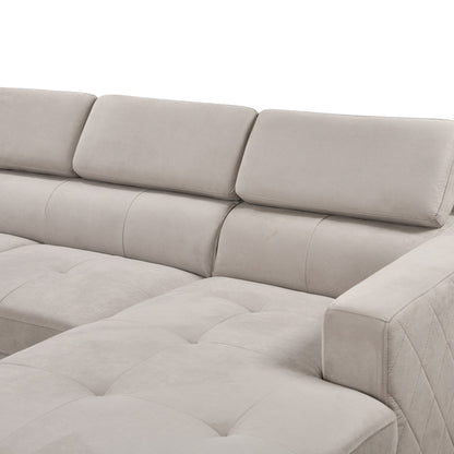 Roomfitters 122 Oversized Sectional Sofa Couch with Chaise Storage, Contemporary U-Shaped 7-Seater Sofa