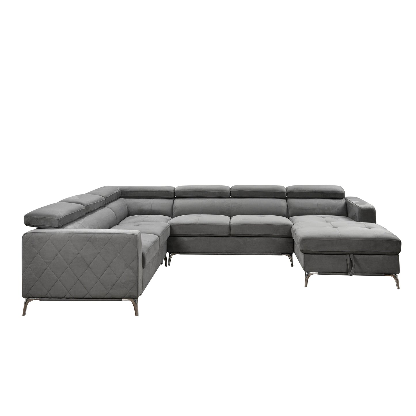 Roomfitters 122 Oversized Sectional Sofa Couch with Chaise Storage, Contemporary U-Shaped 7-Seater Sofa