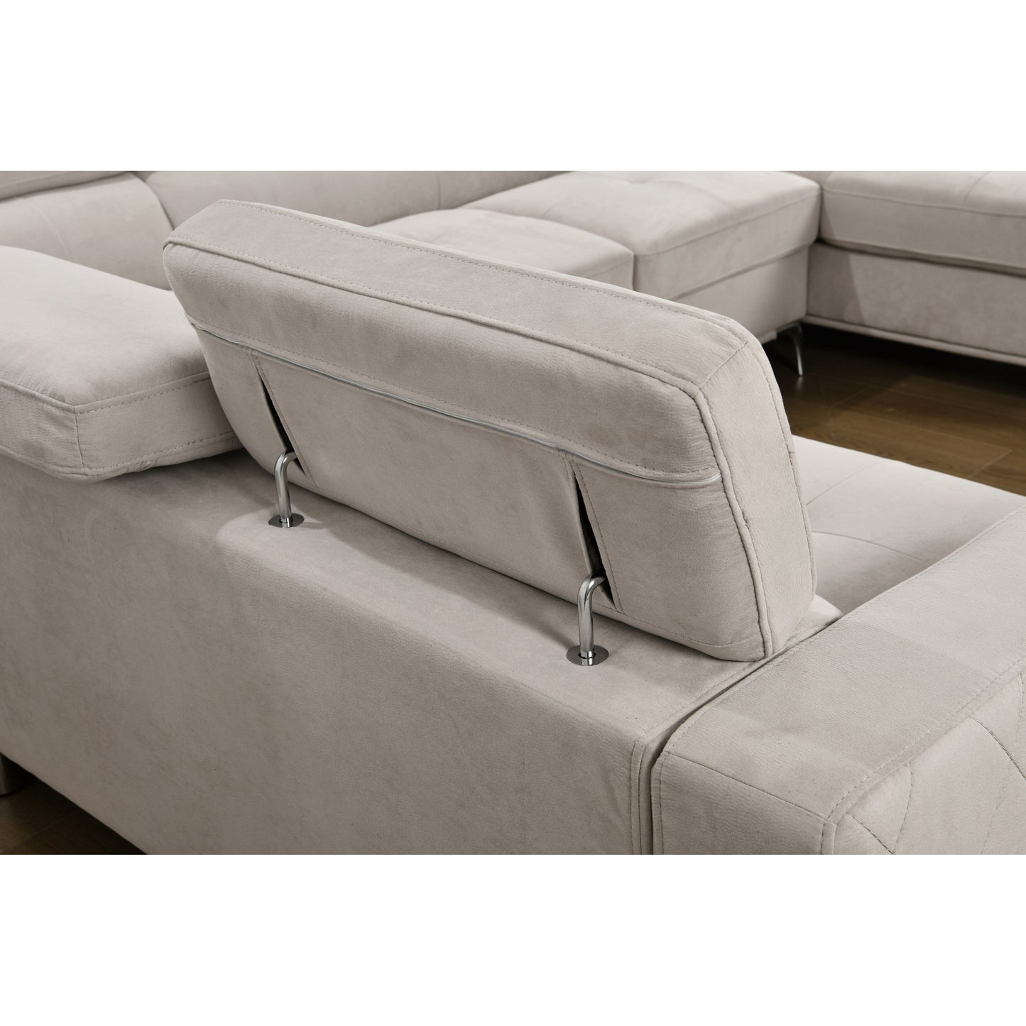 Roomfitters 122 Oversized Sectional Sofa Couch with Chaise Storage, Contemporary U-Shaped 7-Seater Sofa