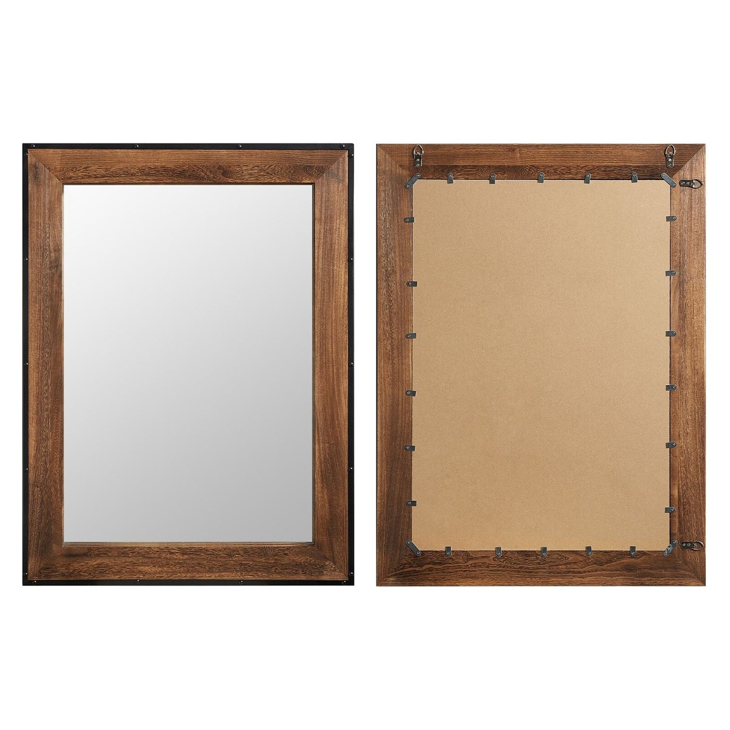 Miroir mural rustique en bois naturel et cadre en fer