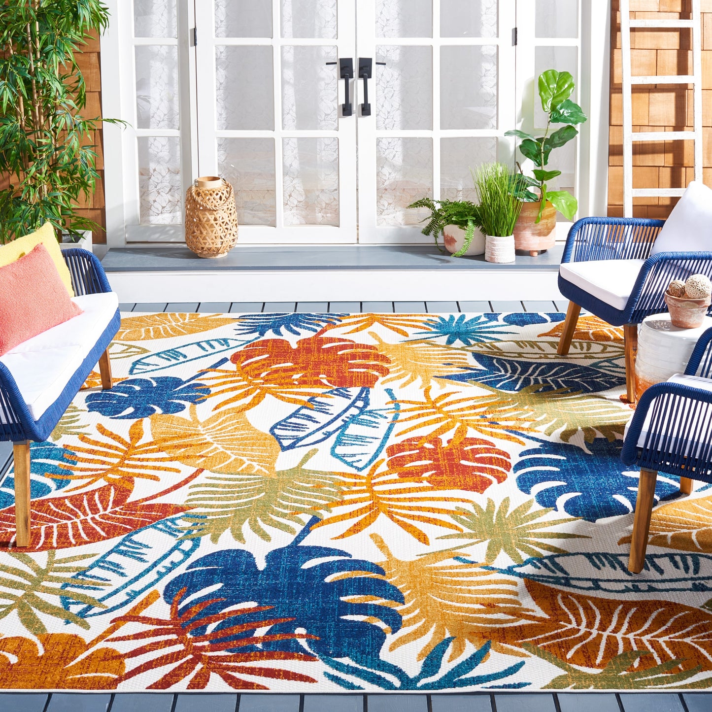 Tapis de patio imperméable à motif floral SAFAVIEH Cabana Arik pour intérieur/extérieur