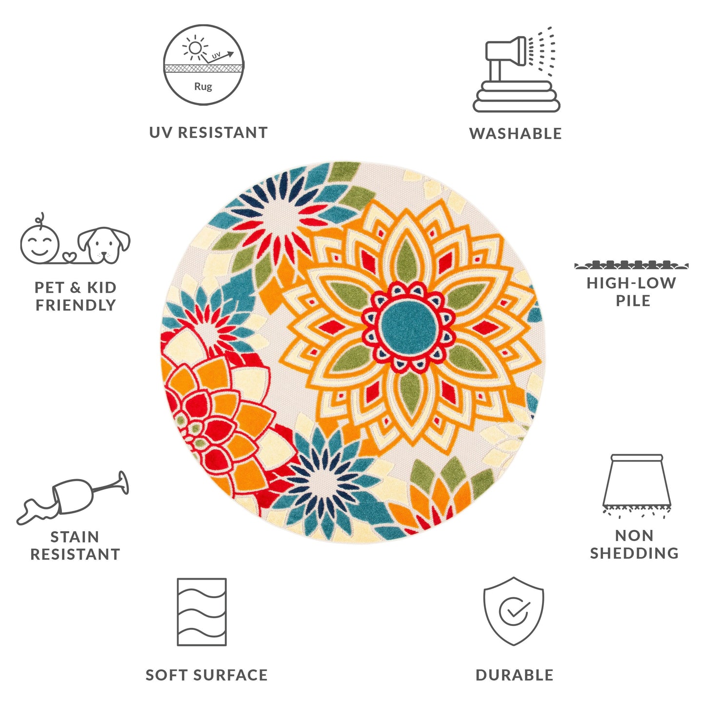 Tapis de patio imperméable à motif floral SAFAVIEH Cabana Ingke pour intérieur/extérieur