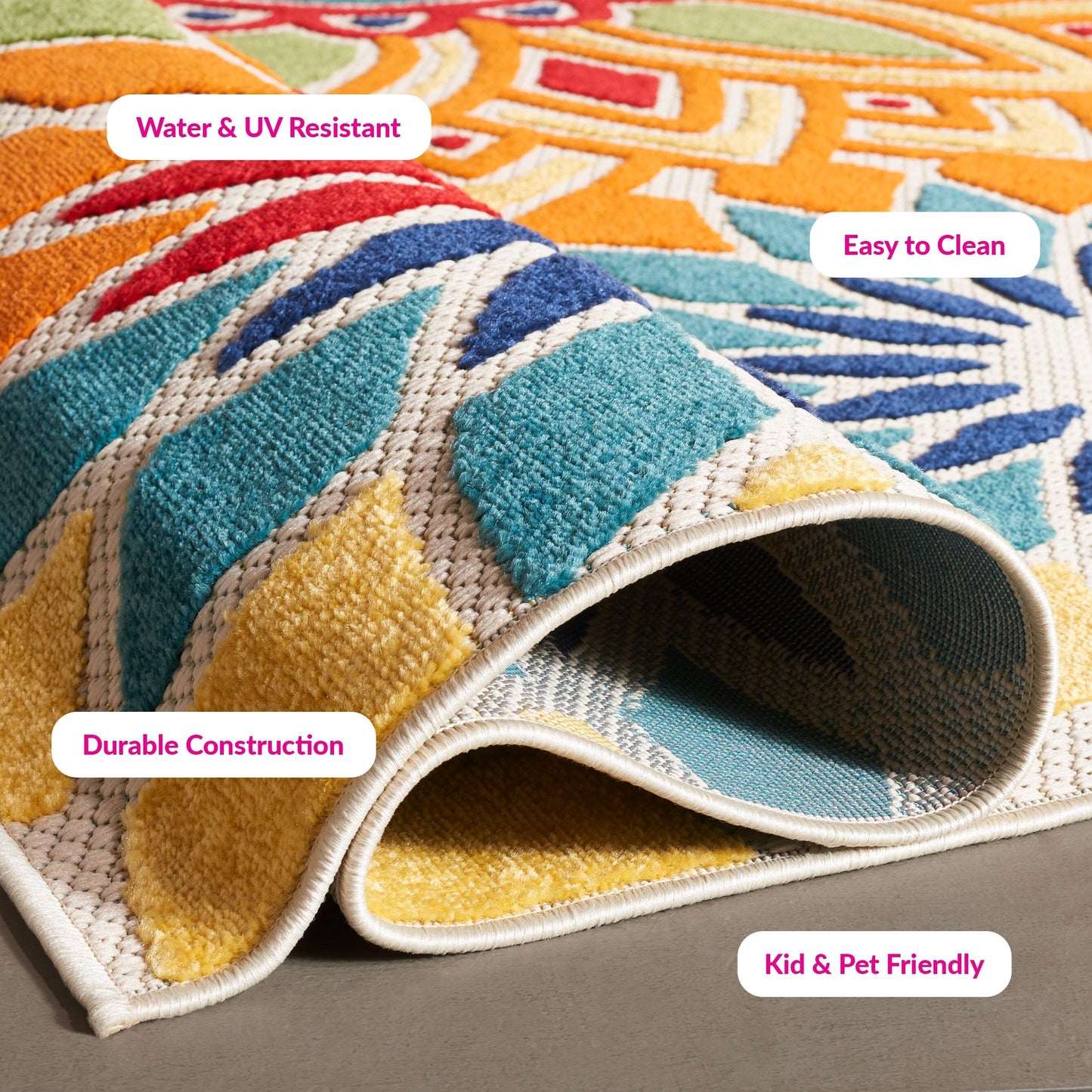 Tapis de patio imperméable à motif floral SAFAVIEH Cabana Ingke pour intérieur/extérieur