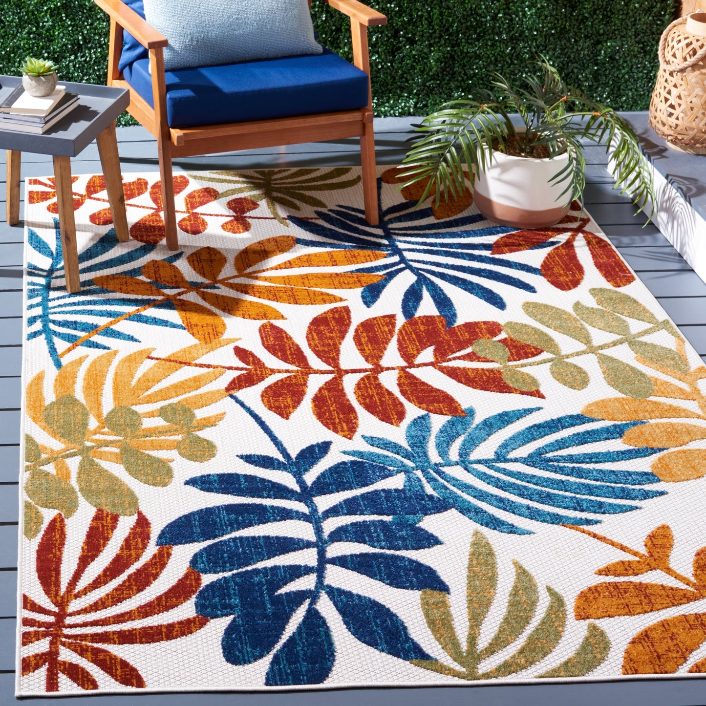 Tapis de patio imperméable à motif floral SAFAVIEH Cabana Neera pour intérieur/extérieur