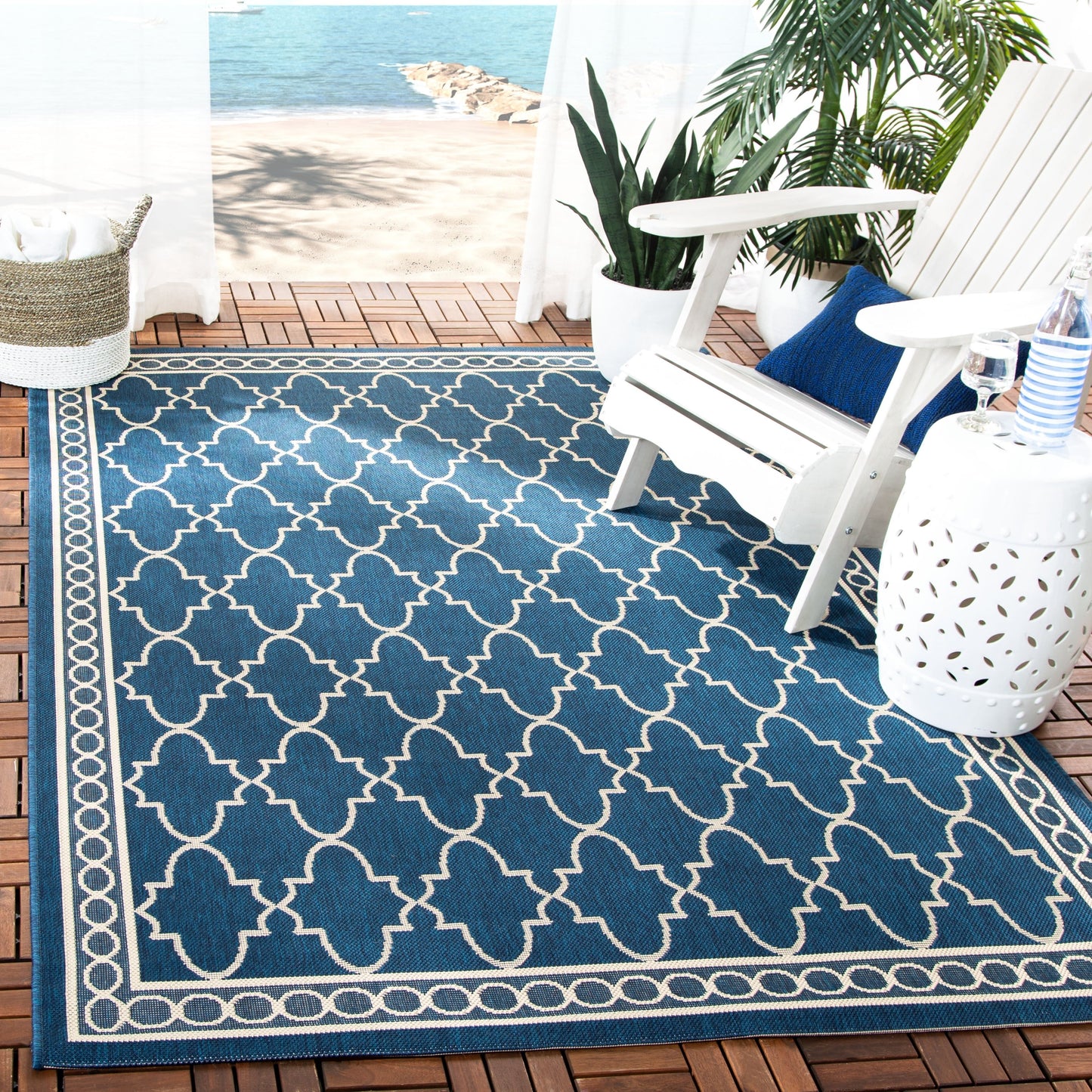 SAFAVIEH Courtyard Janell Trellis Indoor/ Outdoor Waterproof Patio Backyard Rug