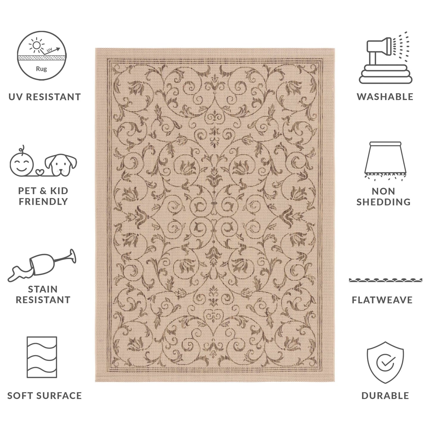 SAFAVIEH Courtyard Miljeta Indoor/ Outdoor Waterproof Patio Backyard Rug