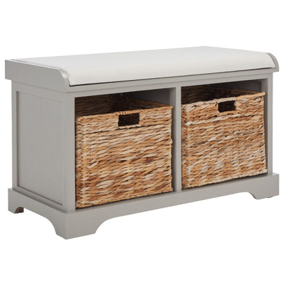 Banc de rangement tressé marron Euphemia de SAFAVIEH - 33,5 x 16,1 x 19,9 - 34 L x 16 P x 20 H