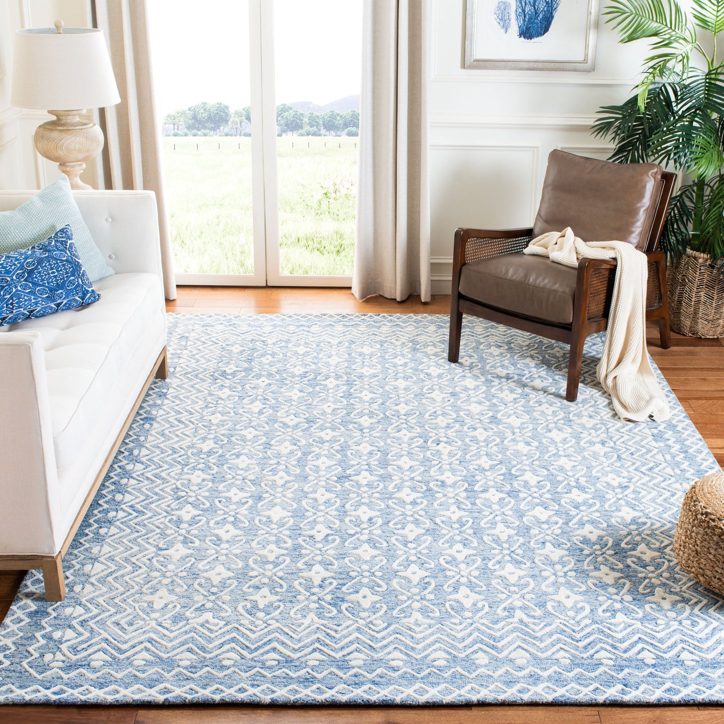 Tapis en laine moderne à motif floral Barbara, fait main, SAFAVIEH