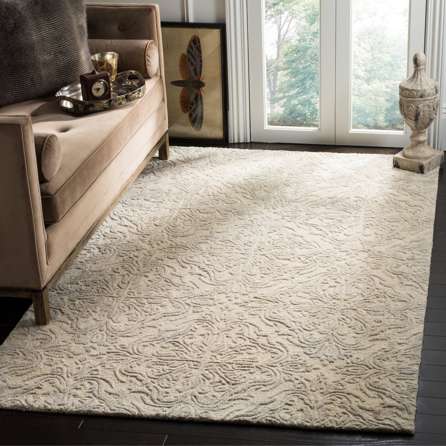 Tapis en laine moderne à motif floral Gertrida, fait main par SAFAVIEH