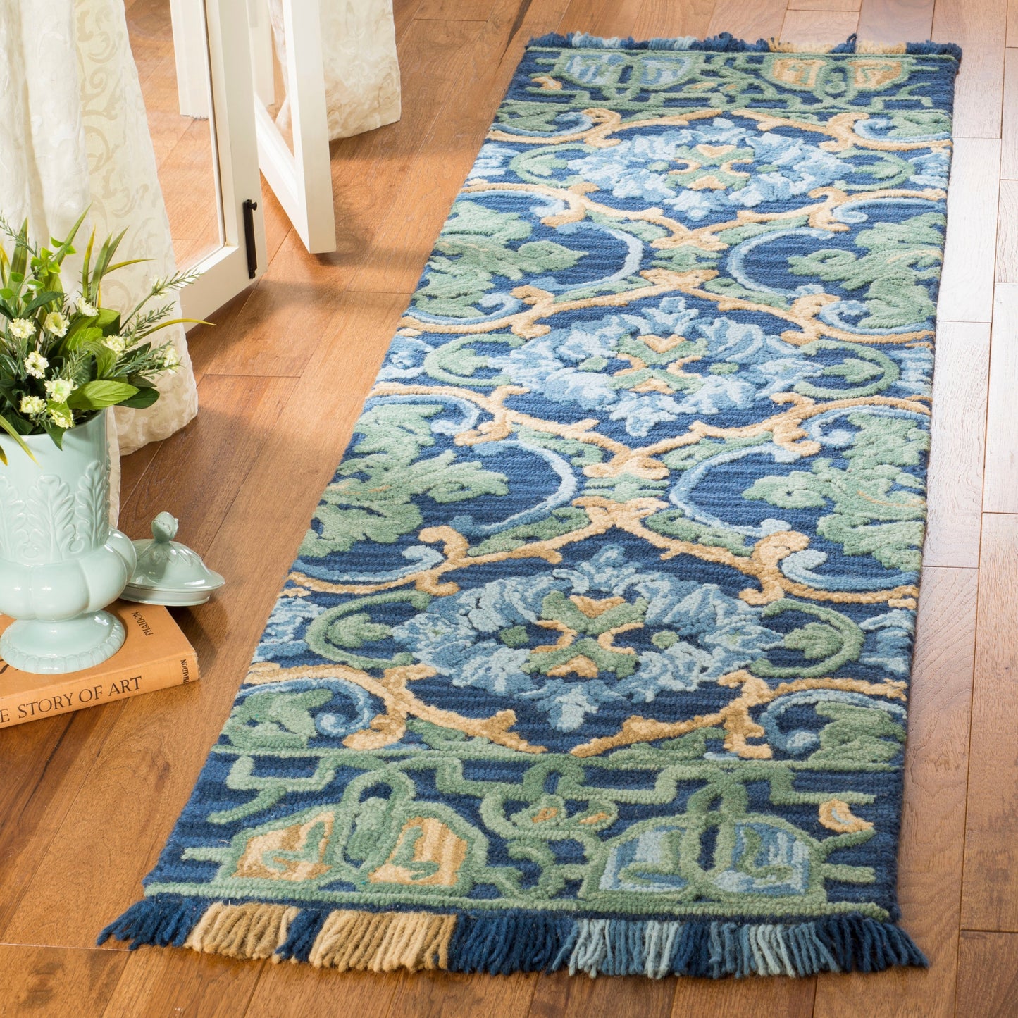 Tapis en laine à motif floral Porzia fait main SAFAVIEH