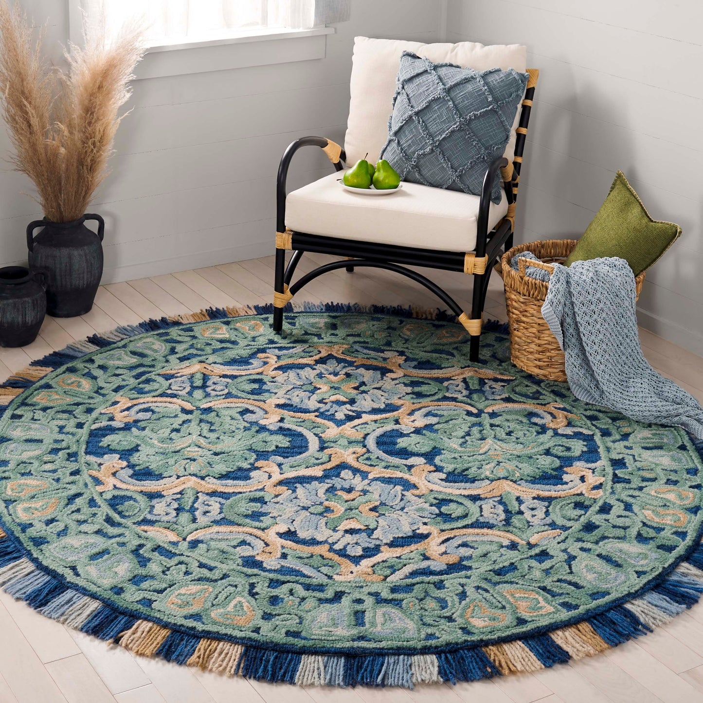 Tapis en laine à motif floral Porzia fait main SAFAVIEH