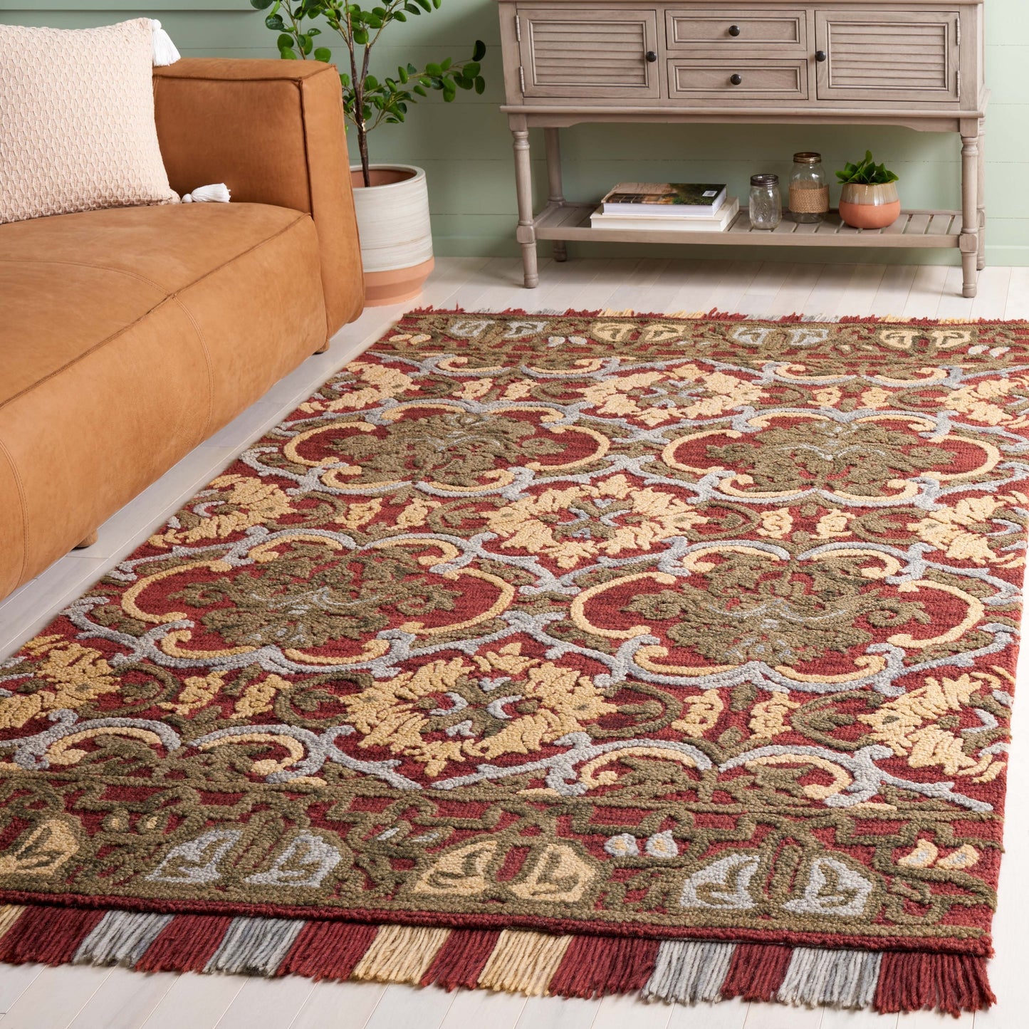 Tapis en laine à motif floral Porzia fait main SAFAVIEH