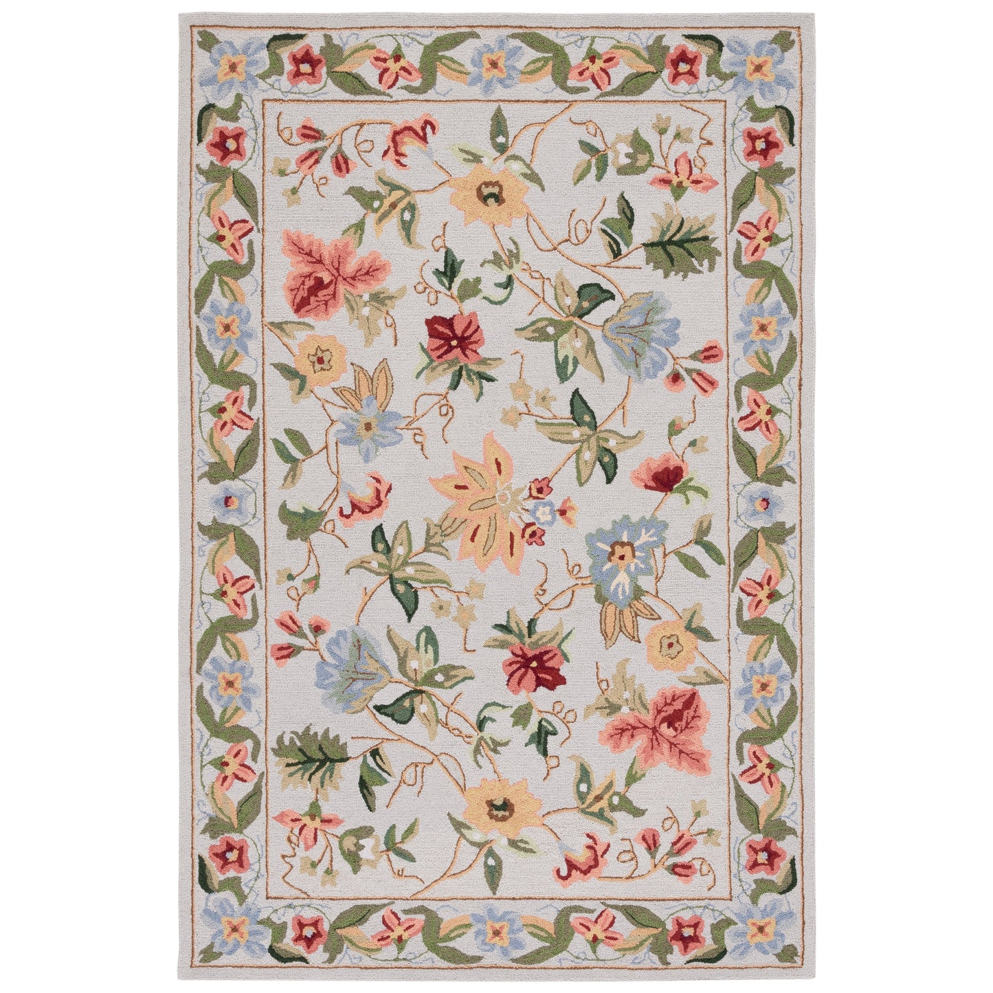 Tapis en laine SAFAVIEH fait main Chelsea Yauhenia à motif floral de style campagnard français