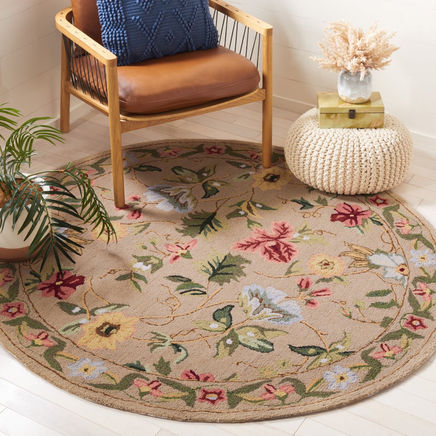 Tapis en laine SAFAVIEH fait main Chelsea Yauhenia à motif floral de style campagnard français