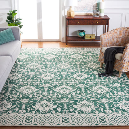 Tapis en laine Elvedina à motif floral, teint à la main par SAFAVIEH