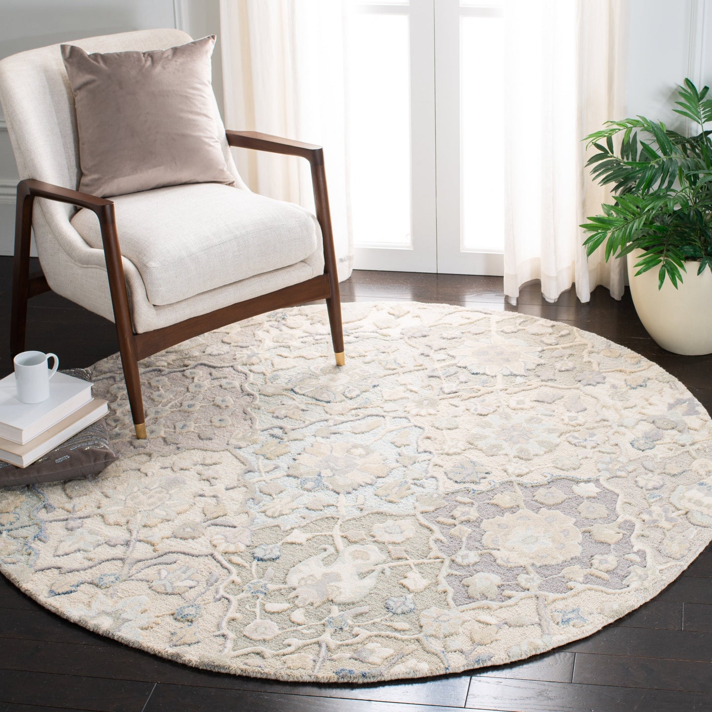 Tapis en laine imprimé floral glamour fait main SAFAVIEH