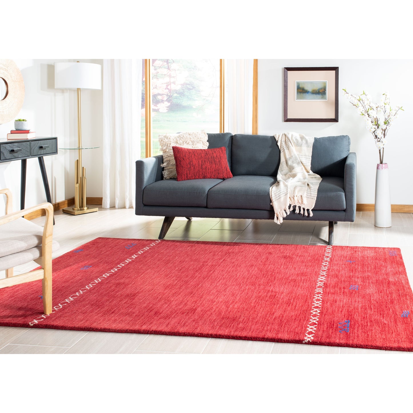 Tapis moderne en laine SAFAVIEH, fait main, motif coquelicot de l'Himalaya