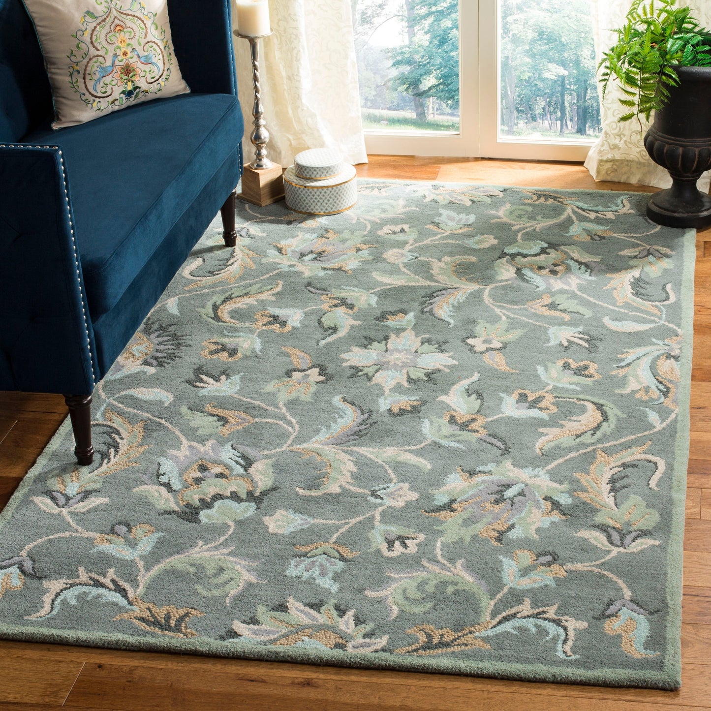 Tapis en laine à motif floral champêtre SAFAVIEH fait main, style jardin aase