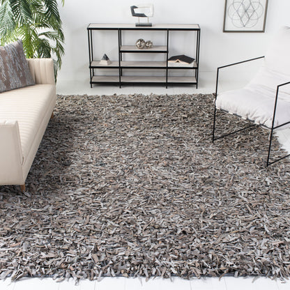 SAFAVIEH Tapis en cuir moderne à poils longs Blayne fait à la main