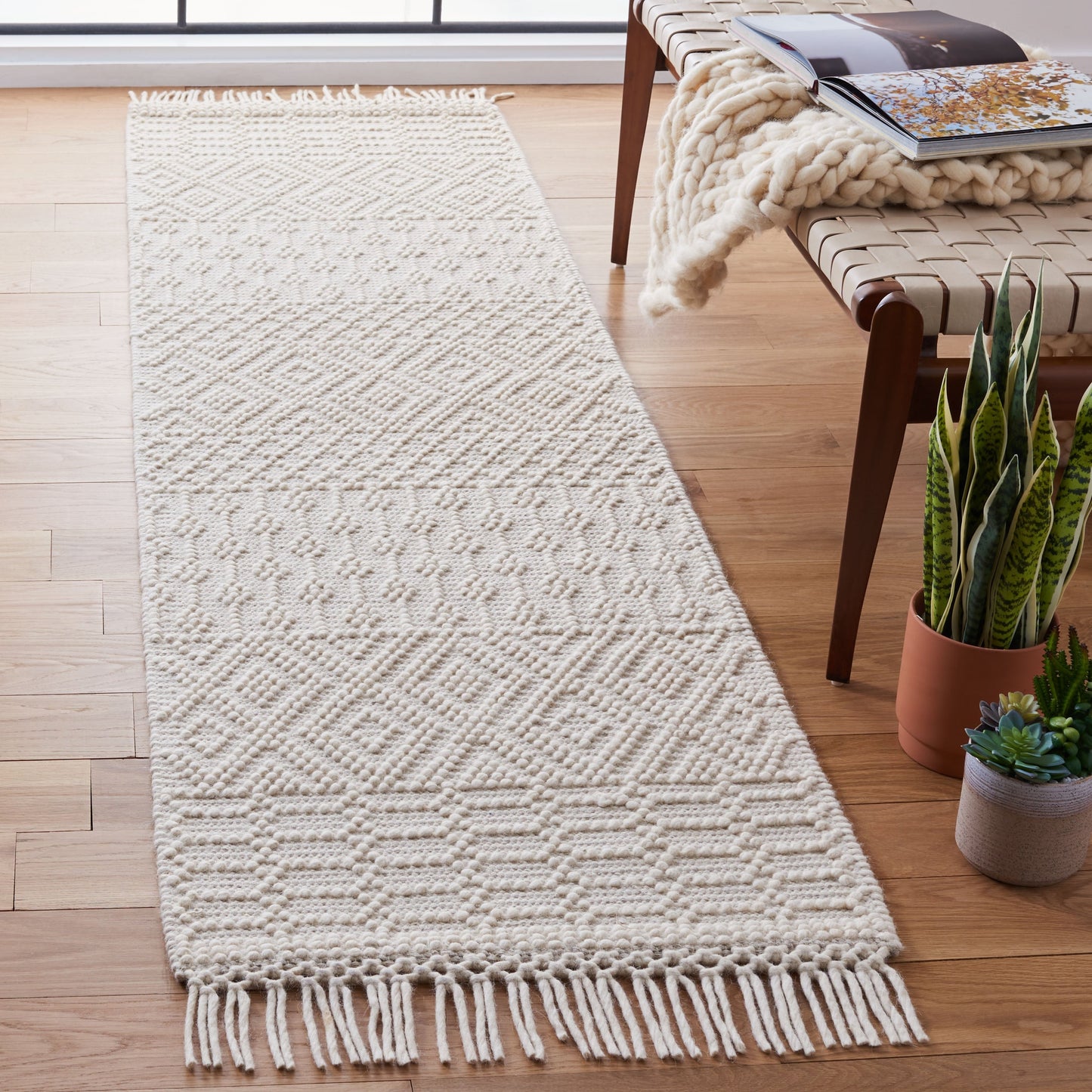 Tapis à franges en laine Natura Estel fait main SAFAVIEH