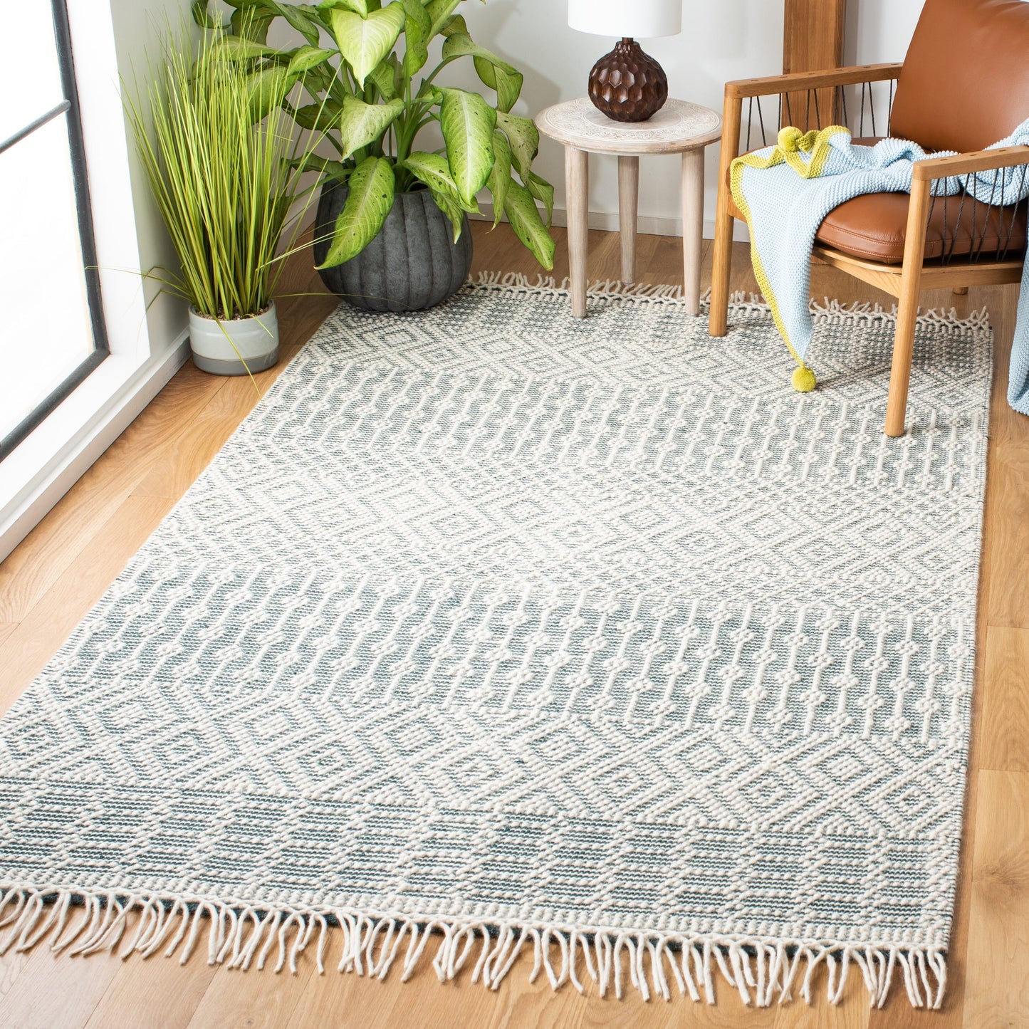 Tapis à franges en laine Natura Estel fait main SAFAVIEH