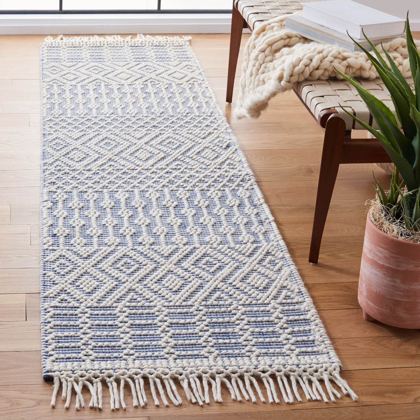 Tapis à franges en laine Natura Estel fait main SAFAVIEH
