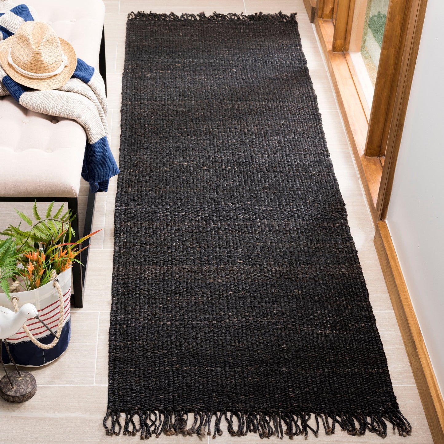 Tapis à franges en jute Eybjorg en fibres naturelles fait main SAFAVIEH