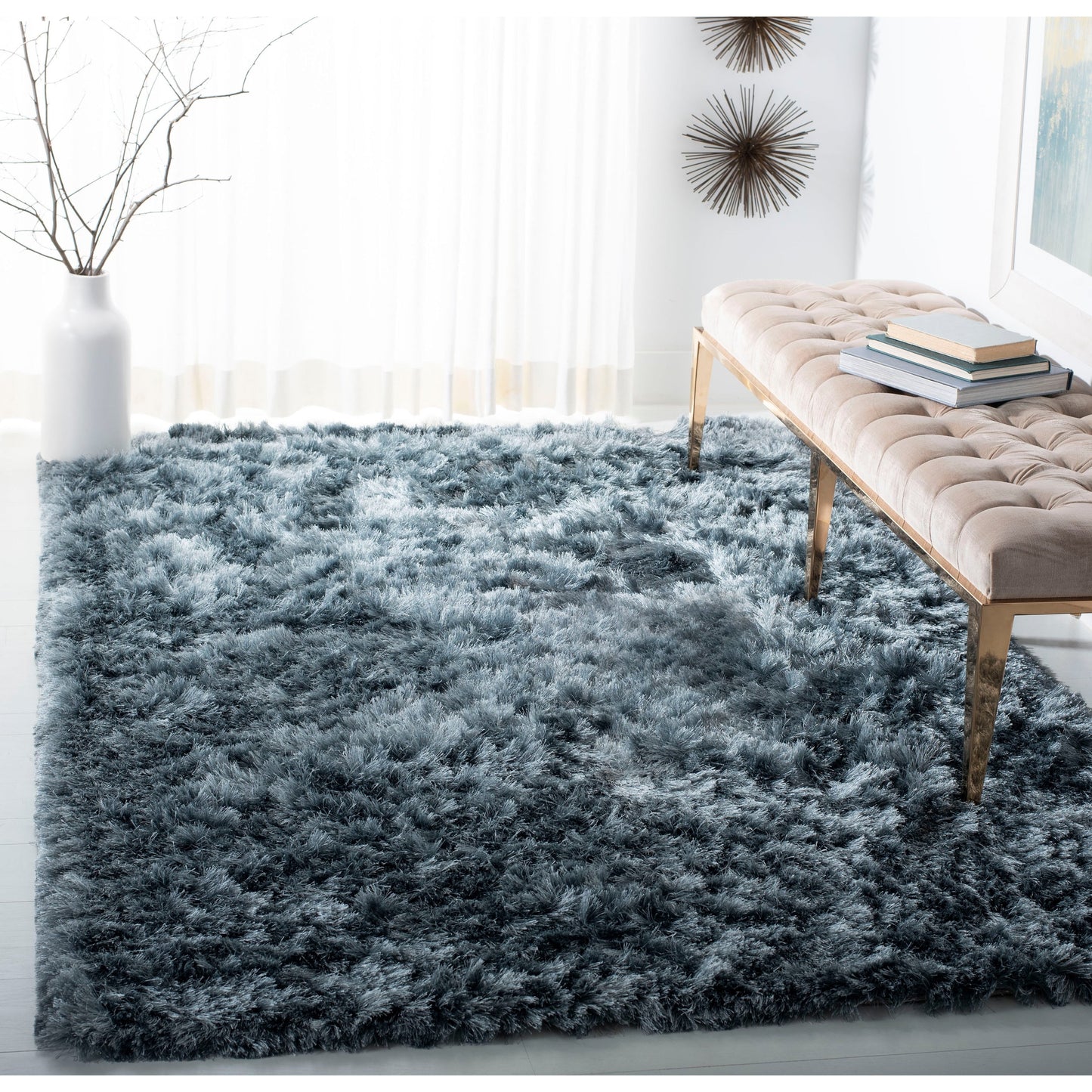 Tapis SAFAVIEH Ocean Shag Marilijn Glam fait main, épaisseur 6,35 cm (2,5 pouces).