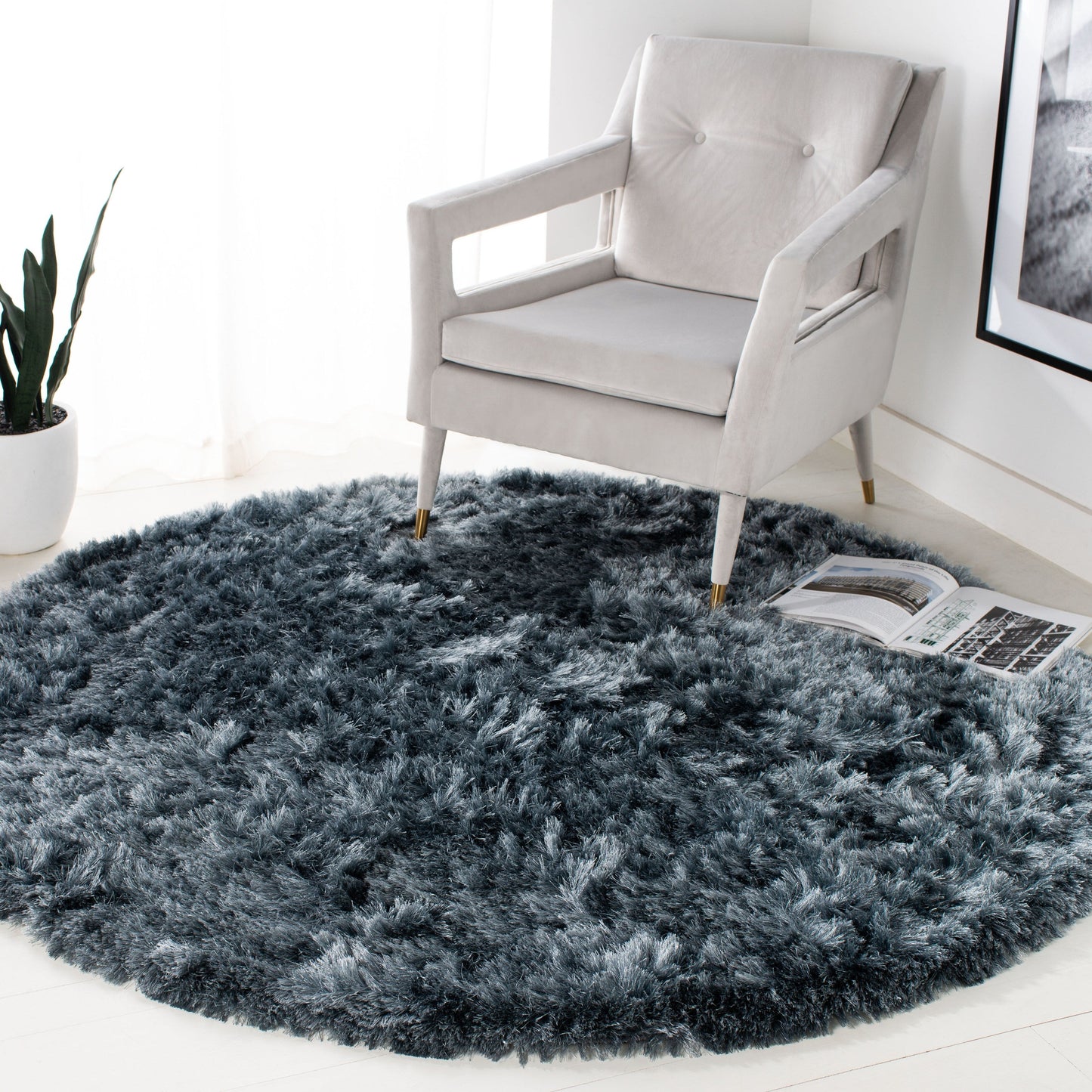 Tapis SAFAVIEH Ocean Shag Marilijn Glam fait main, épaisseur 6,35 cm (2,5 pouces).
