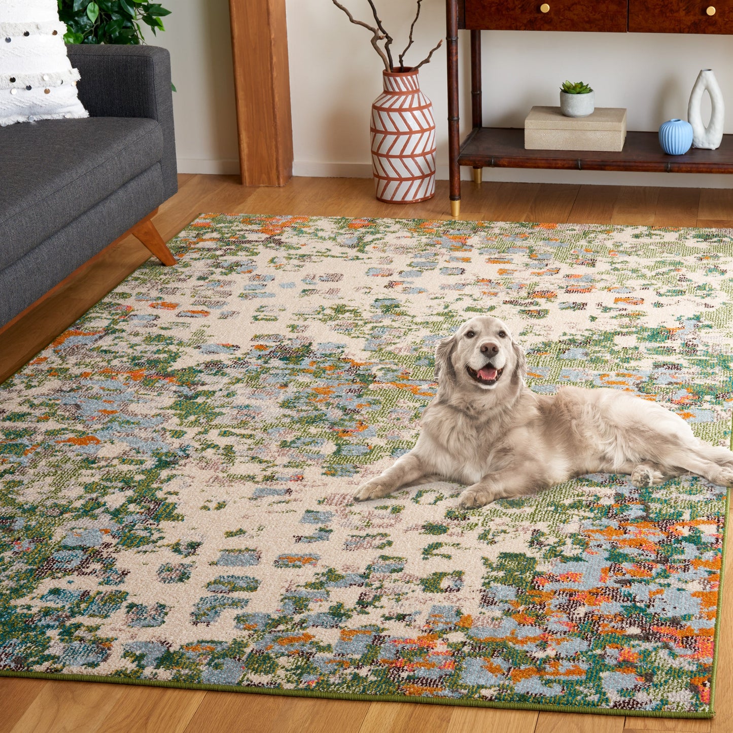 Tapis SAFAVIEH Monaco Panna Boho Abstrait Moderne Aquarelle