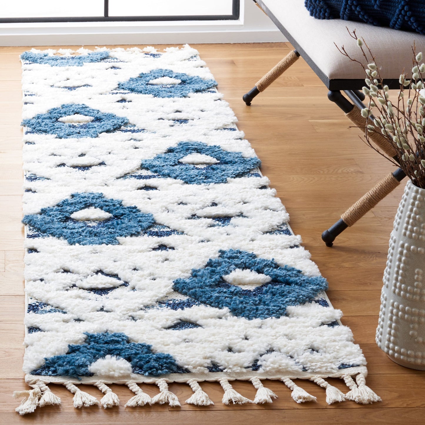Tapis SAFAVIEH marocain à franges et poils longs Delores, épaisseur 5 cm