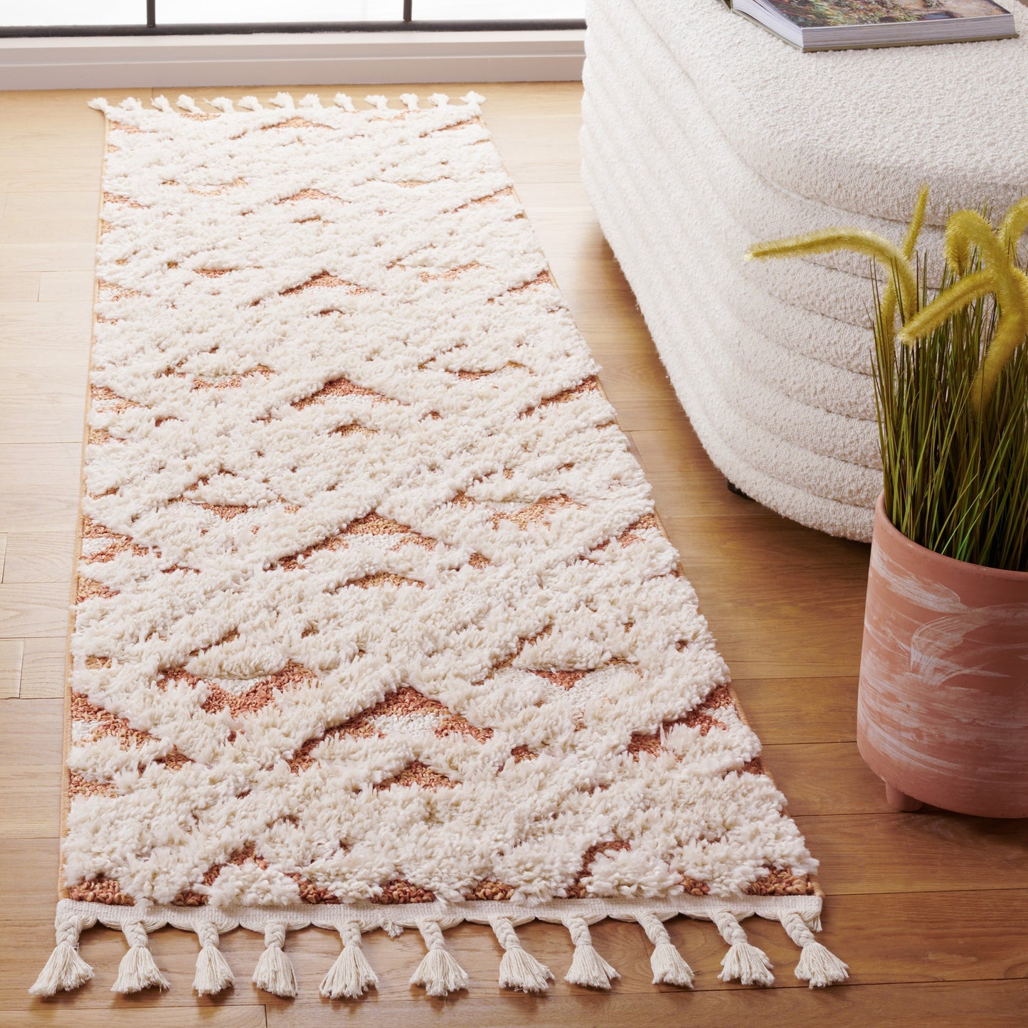 Tapis SAFAVIEH marocain à franges et poils longs Delores, épaisseur 5 cm