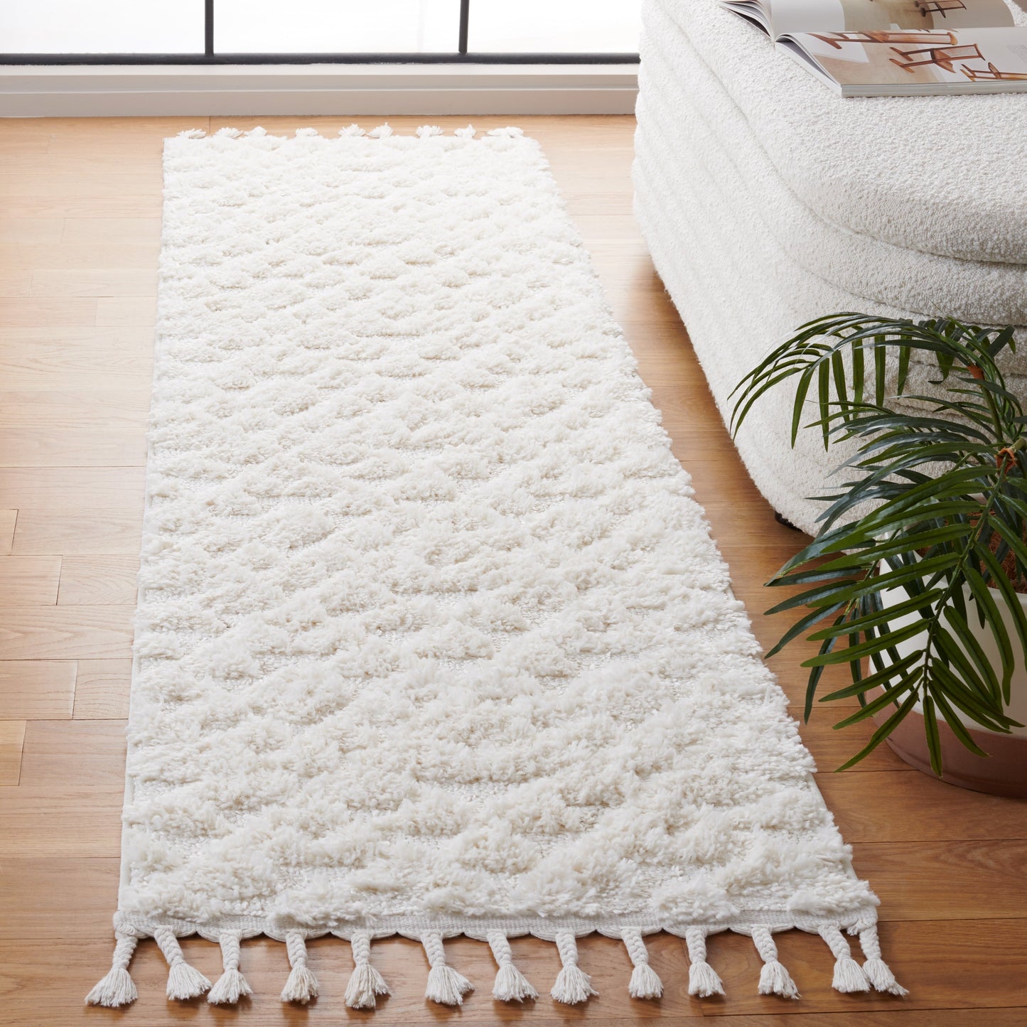 Tapis SAFAVIEH marocain à franges et poils longs Delores, épaisseur 5 cm