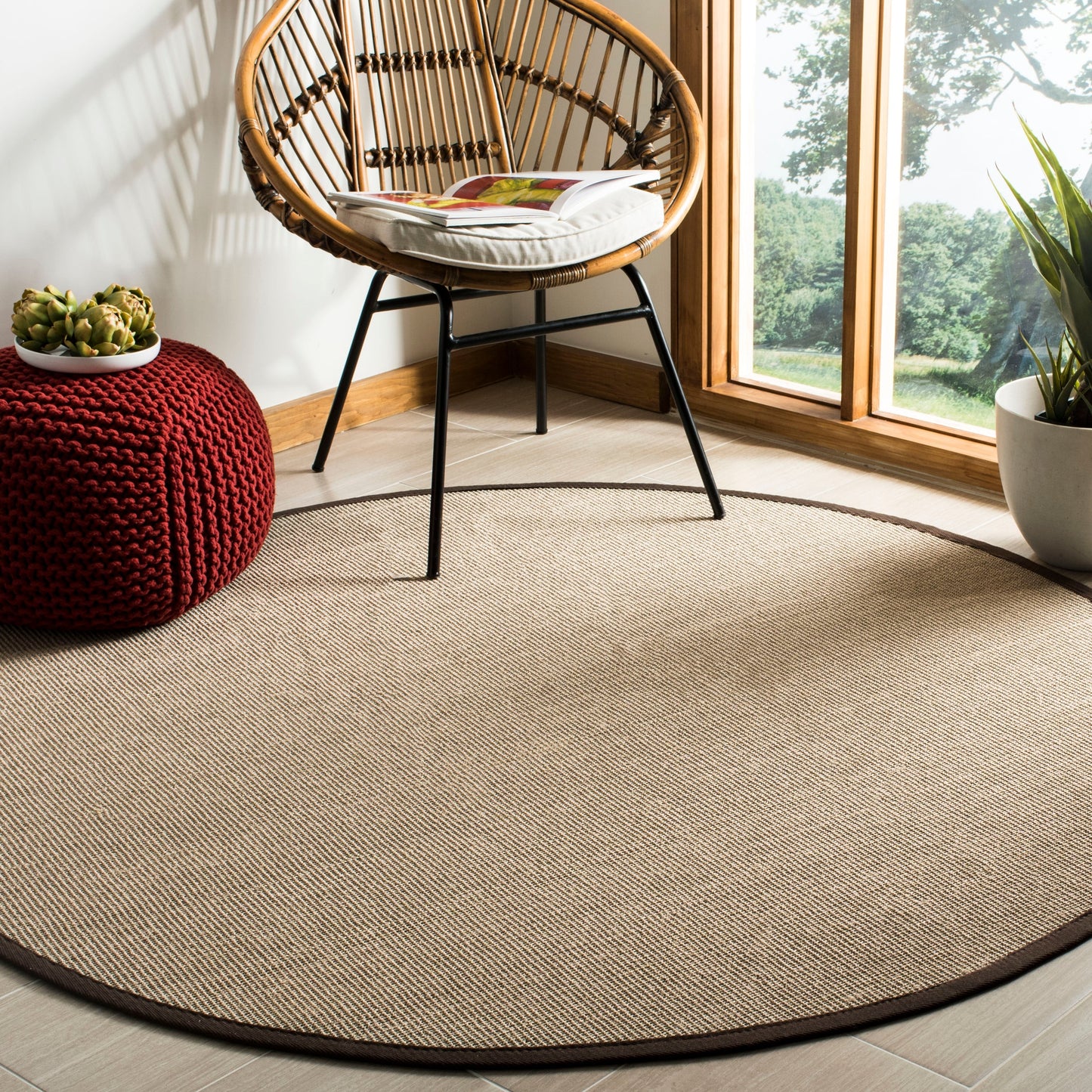 Tapis en sisal SAFAVIEH en fibres naturelles, bordure décontractée Alleen
