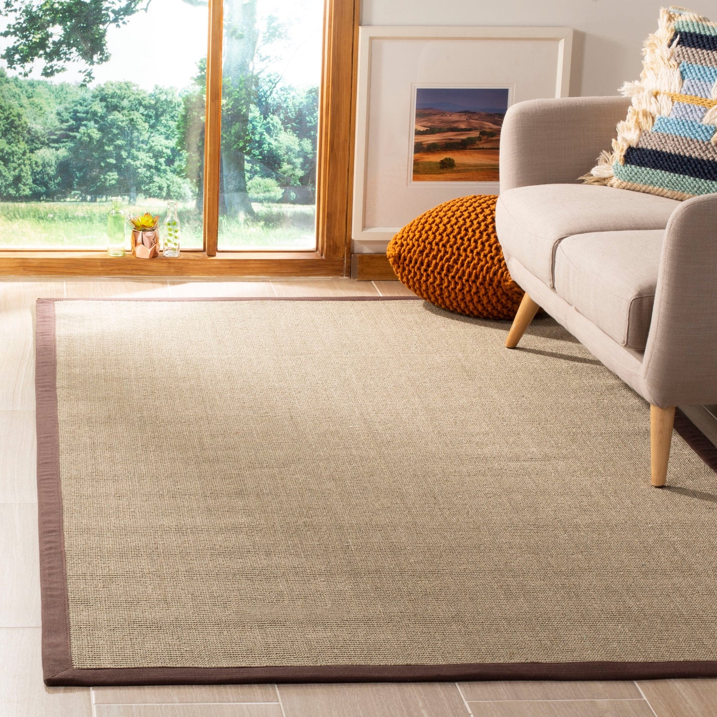 Tapis en sisal SAFAVIEH en fibres naturelles, bordure décontractée Alleen