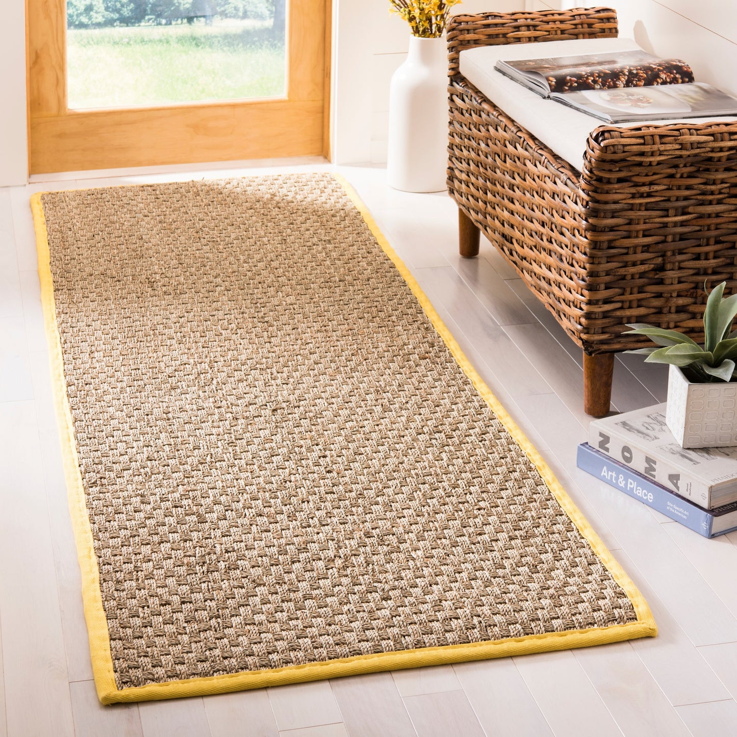 Tapis SAFAVIEH en fibres naturelles Zymryd à motif vannerie en jonc de mer