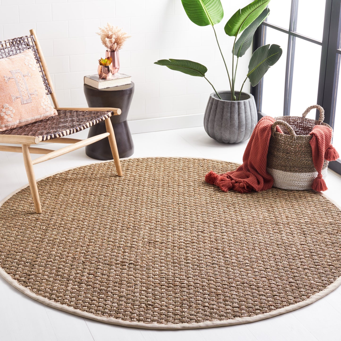 Tapis SAFAVIEH en fibres naturelles Zymryd à motif vannerie en jonc de mer