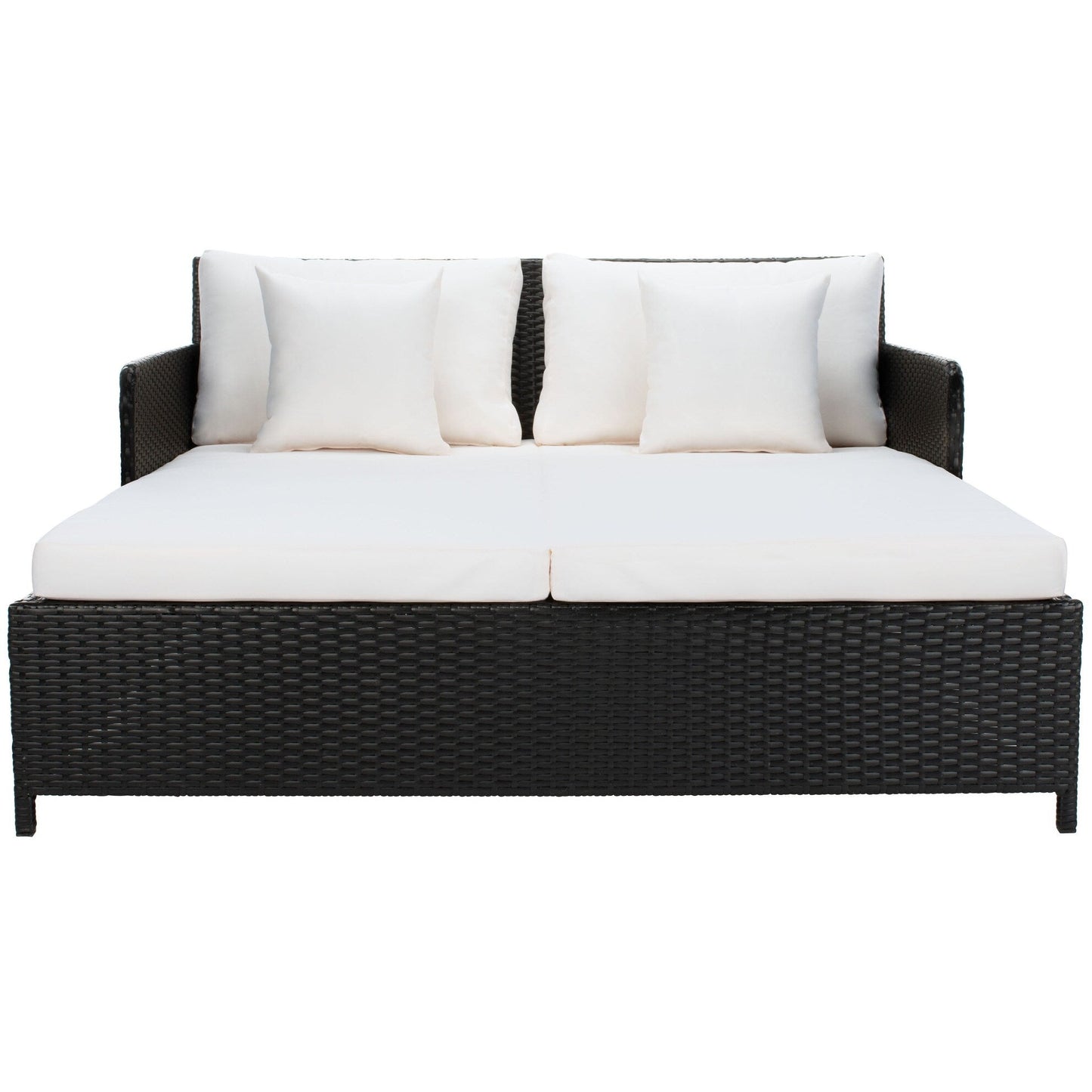 Lit de repos d'extérieur SAFAVIEH Taniyah en osier avec oreiller et coussins - 53 L x 28 P x 62 H