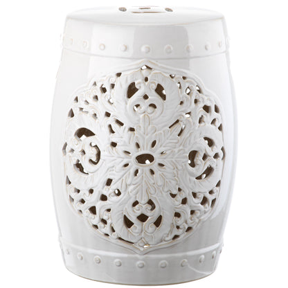 SAFAVIEH Sharareh Antique White Ceramic Decorative Garden Stool