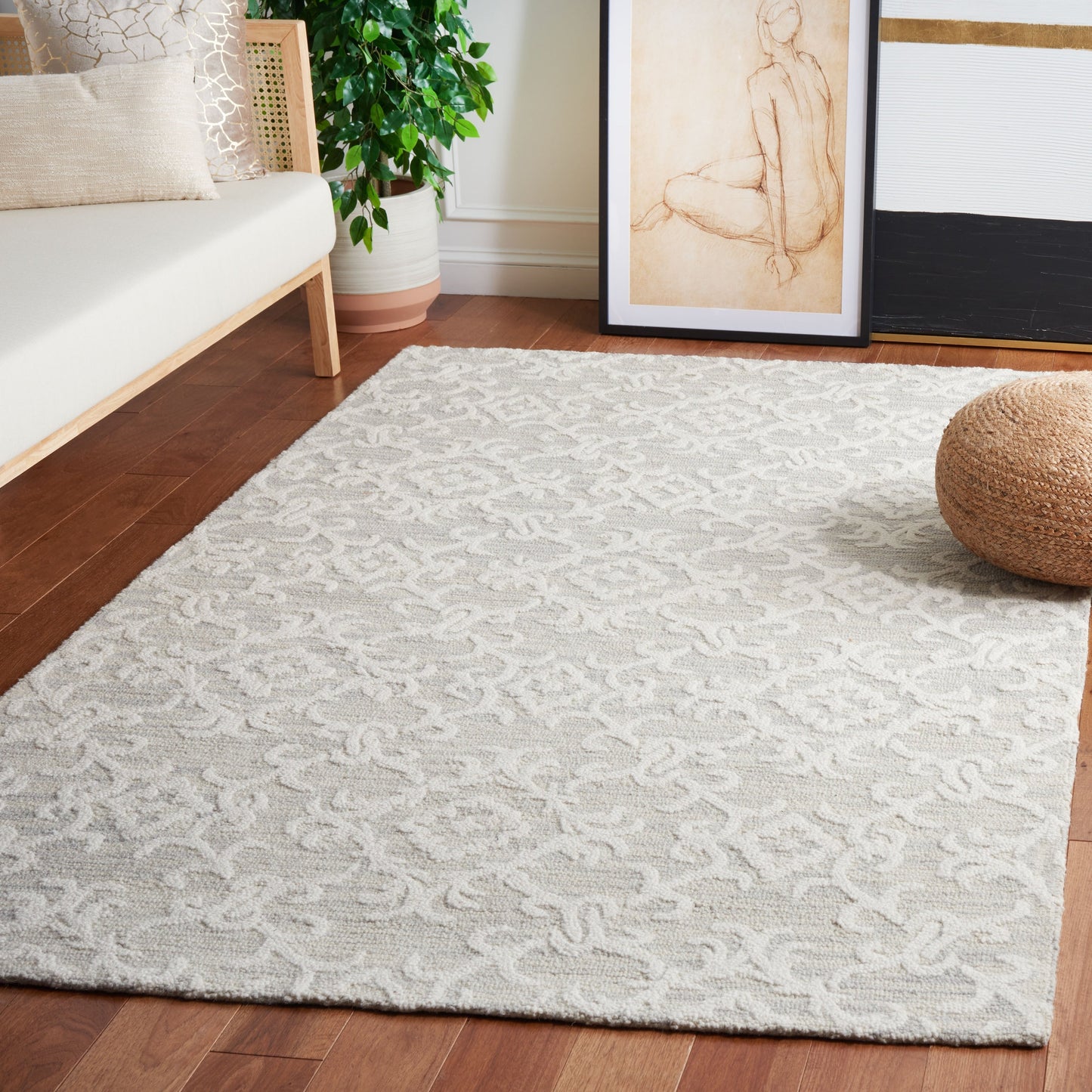 SAFAVIEH, Tapis en laine moderne à motif floral Blossom Vesela, fait main