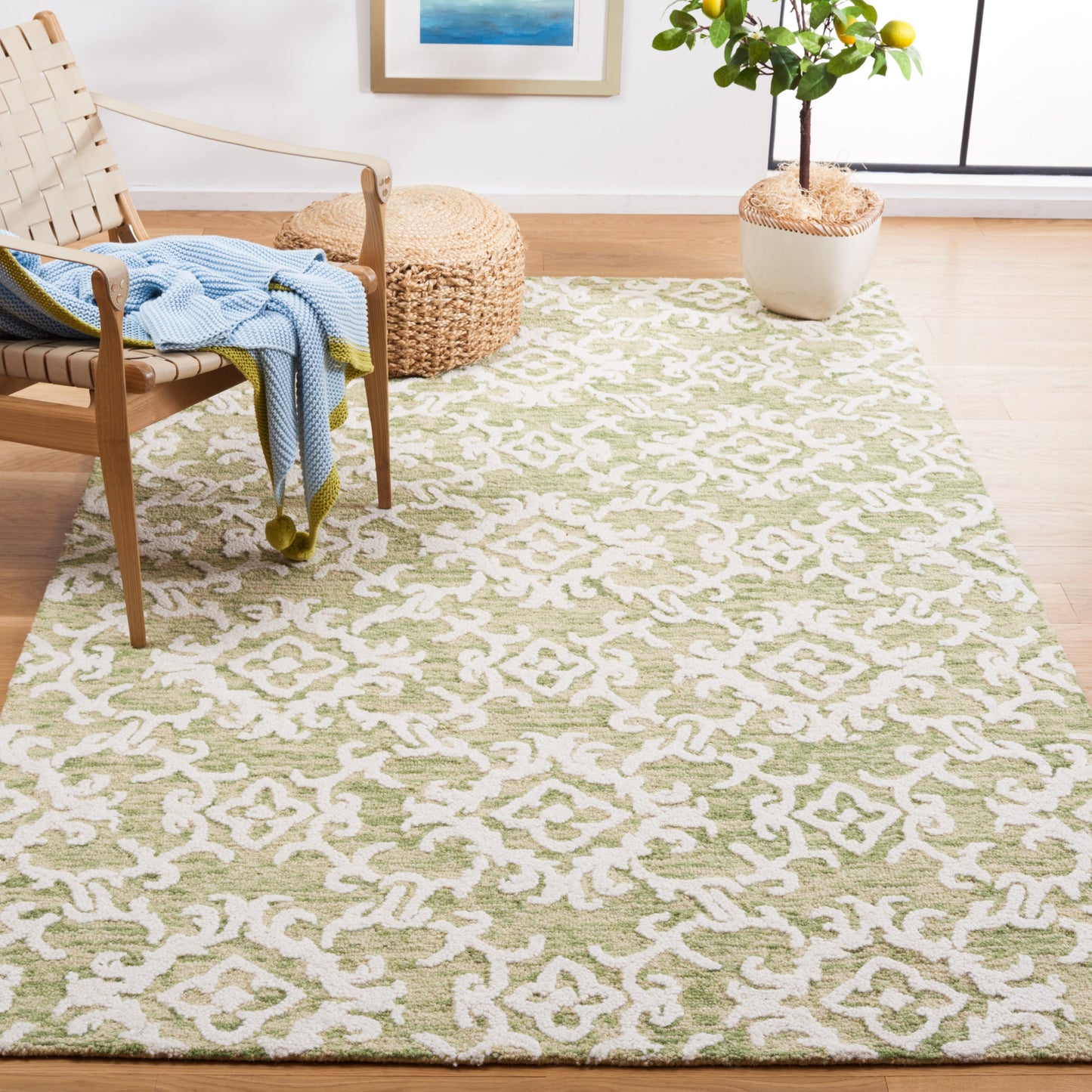 SAFAVIEH, Tapis en laine moderne à motif floral Blossom Vesela, fait main