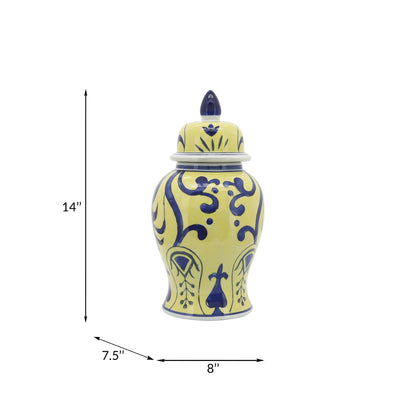 Sagebrook Home Patterned Eclectic Temple Jar with Lid