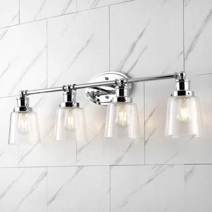 Sandrine 3-Light Iron/Seeded Glass Classic Cottage LED Vanity Light, by JONATHAN Y