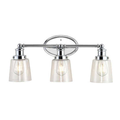 Sandrine 3-Light Iron/Seeded Glass Classic Cottage LED Vanity Light, by JONATHAN Y